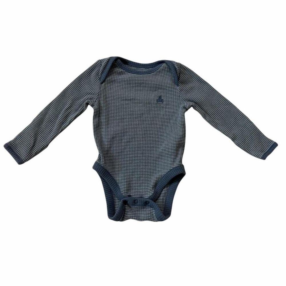 Baby Gap navy & white houndstooth long sleeve bodysuit